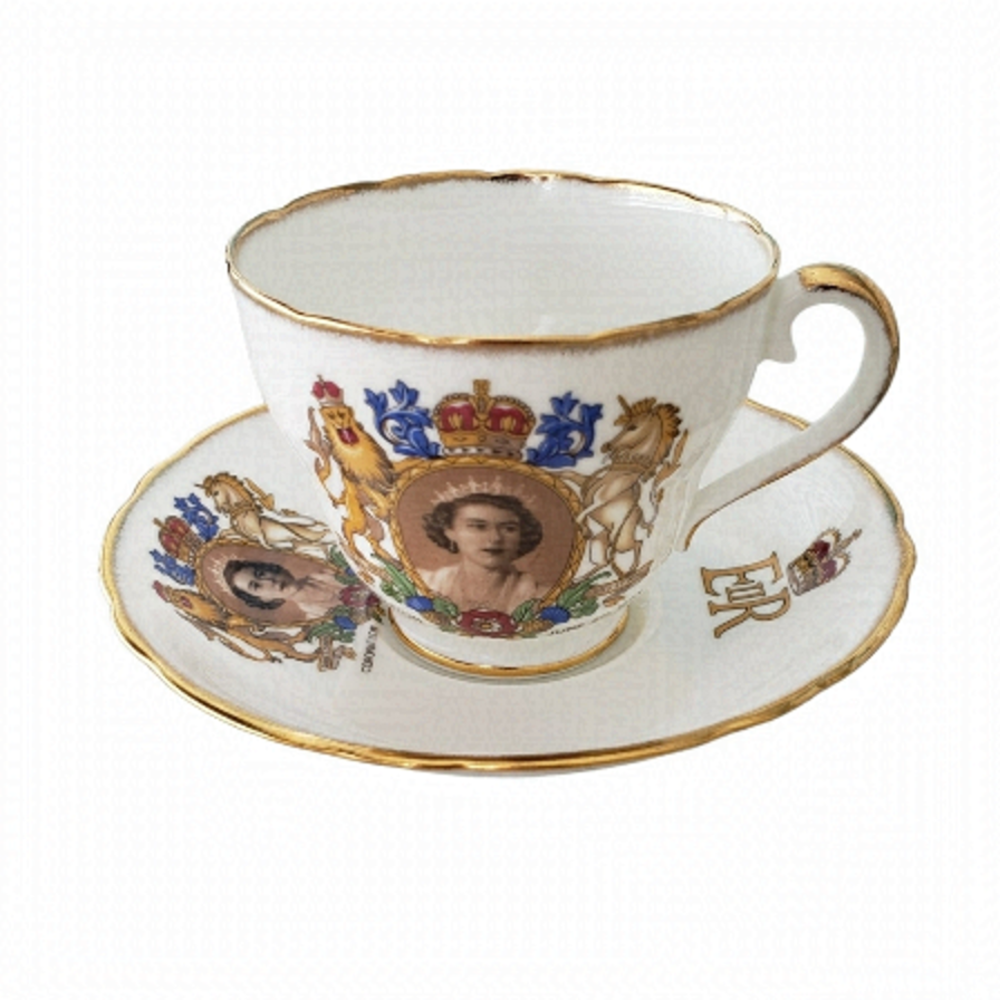 Adderley 1953 Queen Elizabeth II Coronation Bone China Tea Cup & Saucer Set